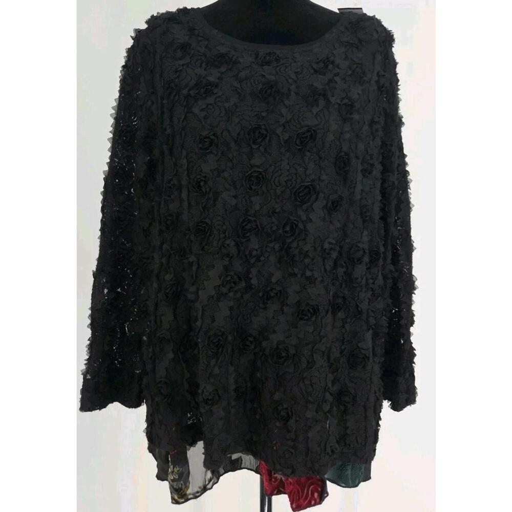 John Mark 3d Floret Overlay Tunic With Burnout Velour Tank Top Large Art To Wear